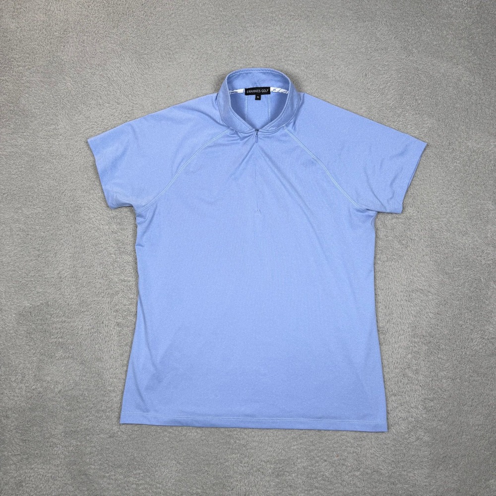 Swannies Golf Womens XL Blue Quarter Zip Short Sleeve Performance Polo Shirt